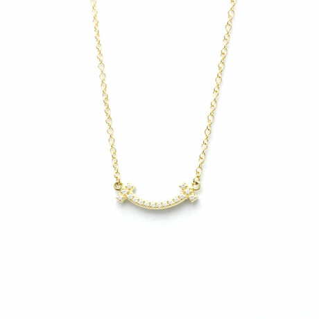 Tiffany & Co. // 18k Yellow Gold T Smile Micro Diamond Necklace // 15.94"-17.91" // Store Display