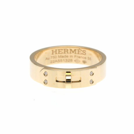 Hermes // 18k Rose Gold Kelly Ring With Diamond // Ring Size: 7 // Store Display