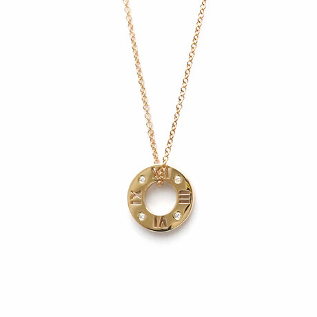 Tiffany & Co. // 18k Rose Gold Atlas Pierced Diamond Pendant Necklace // 16.14" // Store Display