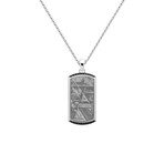 Duxot Vezeto Sterling Silver + Black Spinel + Cloudy Meteorite Dog Tag Necklace // 25.6"