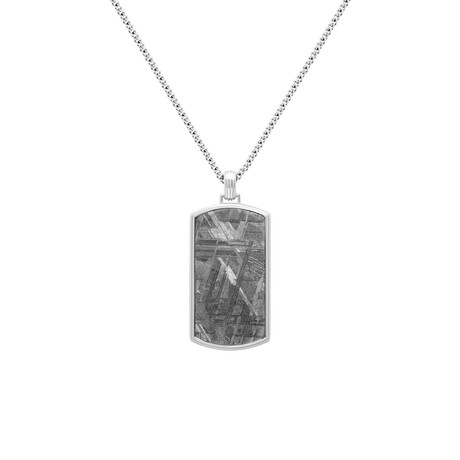 Duxot Vezeto Sterling Silver + Hazy Meteorite Dog Tag Necklace // 25.6"
