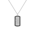 Duxot Vezeto Sterling Silver + Black Spinel + Silver Meteorite Dog Tag Necklace // 25.6"