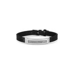Duxot Vezeto Stainless Steel + Leather + Jet Black Meteorite Bracelet // 9.25"