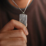 Duxot Vezeto Sterling Silver + Hazy Meteorite Dog Tag Necklace // 25.6"