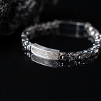 Duxot Accelero Stainless Steel + Sandy Silver Meteorite Bracelet // 9.1"