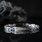 Duxot Accelero Stainless Steel + Sandy Silver Meteorite Bracelet // 9.1"