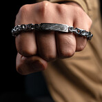 Duxot Accelero Stainless Steel + Sandy Silver Meteorite Bracelet // 9.1"