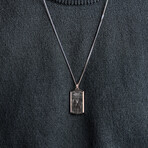 Duxot Vezeto Sterling Silver + Hazy Meteorite Dog Tag Necklace // 25.6"