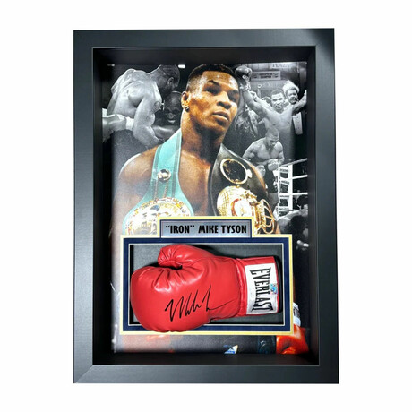 Mike Tyson Autographed Boxing Glove Framed Shadowbox Collage