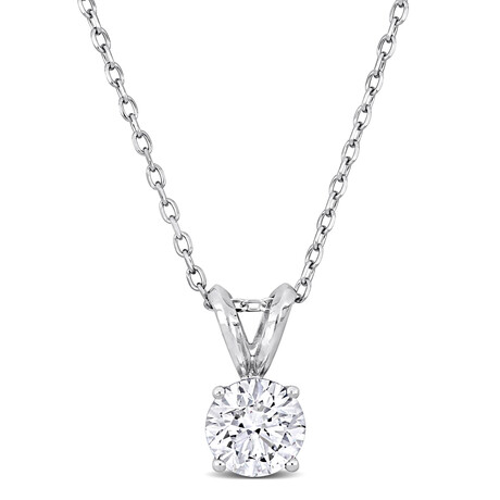 1ct TW Lab-Grown Diamond Solitaire Pendant w/ Chain // Platinum // 18 in