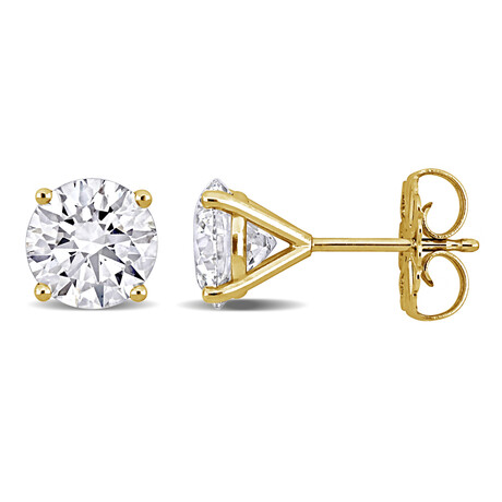 3ct TW Lab-Grown Diamond Martini-Style Solitaire Stud Earrings // 14k Yellow Gold