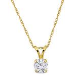 1/2ct TW Lab-Grown Diamond Solitaire Pendant w/ 14k Yellow Gold Chain // 17 in