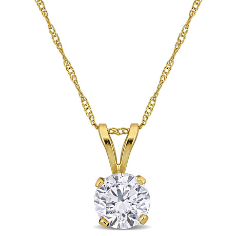 1ct TW Lab-Grown Diamond Solitaire Pendant w/ Chain // 14k Yellow Gold // 17 in