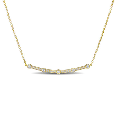 1/3ct TW Lab-Grown Diamond Curve Bar Necklace // 18k Yellow Gold Plated Sterling Silver // 17 in