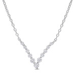 1/3ct TW Lab-Grown Diamond Graduated V Necklace // Platinum Plated Sterling Silver // 18 in