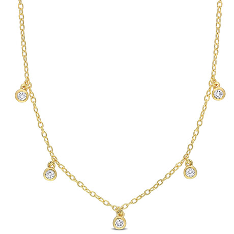 1/6ct TW Lab-Grown Diamond Station Necklace // 18k Yellow Gold Plated Sterling Silver // 16 in