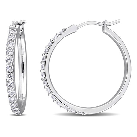 1ct TW Lab-Grown Diamond Hoop Earrings // Sterling Silver