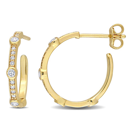 2/5ct TW Lab-Grown Diamond Open Hoop Earrings // 18k Yellow Gold Plated Sterling Silver