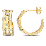 7/8ct TW Lab-Grown Diamond 3-Row Open Hoop Earrings // 18k Yellow Gold Plated Sterling Silver