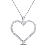 1 1/8ct TW Lab-Grown Diamond Open-Heart Necklace // 14k White Gold // 17 in