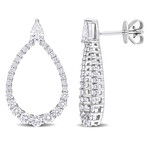 1 1/3ct TW Pear & Round-Cut Lab-Grown Diamond Open Teardrop Earrings // 14k White Gold