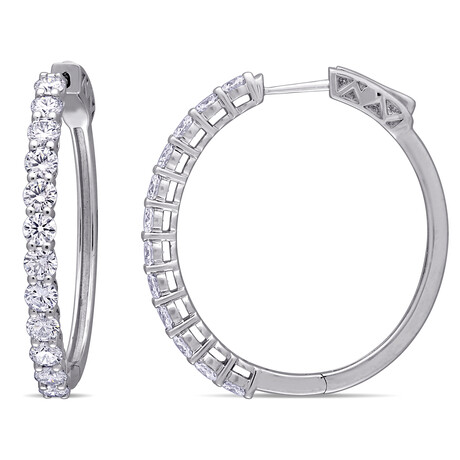 2 3/8ct TW Lab-Grown Diamond Hoop Earrings // 14k White Gold