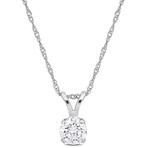 1/2ct TW Lab-Grown Diamond Solitaire Pendant w/ Chain // 14k White Gold // 17 in