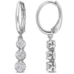 1/2ct TW Lab-Grown Diamond 3-Stone Leverback Earrings // Sterling Silver