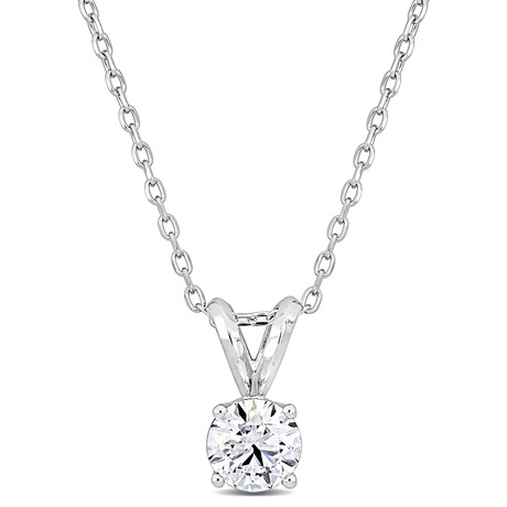 1/2ct TW Lab-Grown Diamond Solitaire Pendant w/ Chain // Platinum // 18 in