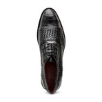 John // Caiman & Calf Leather Oxford Shoes // Black (US: 8.5)