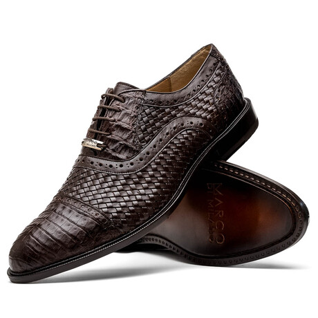 John // Caiman & Calf Leather Oxford Shoes // Brown (US: 7)