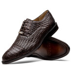 John // Caiman & Calf Leather Oxford Shoes // Brown (US: 9.5)