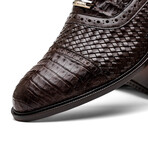 John // Caiman & Calf Leather Oxford Shoes // Brown (US: 9.5)