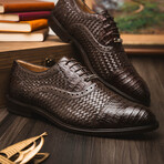 John // Caiman & Calf Leather Oxford Shoes // Brown (US: 9.5)