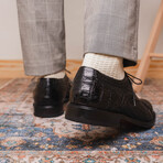 John // Caiman & Calf Leather Oxford Shoes // Black (US: 8.5)