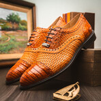 John // Caiman & Calf Leather Oxford Shoes // Brandy (US: 7)