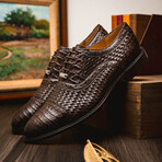 John // Caiman & Calf Leather Oxford Shoes // Brown (US: 9.5)