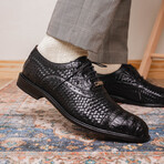 John // Caiman & Calf Leather Oxford Shoes // Black (US: 8.5)