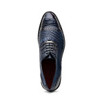 John // Caiman & Calf Leather Oxford Shoes // Navy (US: 9)