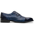 John // Caiman & Calf Leather Oxford Shoes // Navy (US: 9)