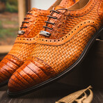 John // Caiman & Calf Leather Oxford Shoes // Brandy (US: 7)