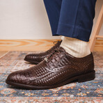 John // Caiman & Calf Leather Oxford Shoes // Brown (US: 9.5)