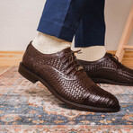 John // Caiman & Calf Leather Oxford Shoes // Brown (US: 9.5)