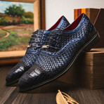 John // Caiman & Calf Leather Oxford Shoes // Navy (US: 9)