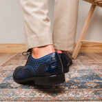 John // Caiman & Calf Leather Oxford Shoes // Navy (US: 9)