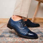 John // Caiman & Calf Leather Oxford Shoes // Navy (US: 9)