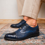 John // Caiman & Calf Leather Oxford Shoes // Navy (US: 9)