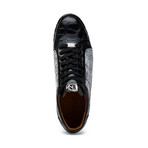 Cairo // Alligator Leather Sneakers // Black + Newspaper (US: 8.5)