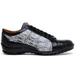 Cairo // Alligator Leather Sneakers // Black + Newspaper (US: 8.5)