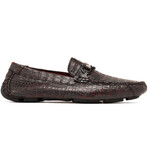 Parma // Caiman Belly Leather Bit Loafers // Black + Cherry (US: 9)